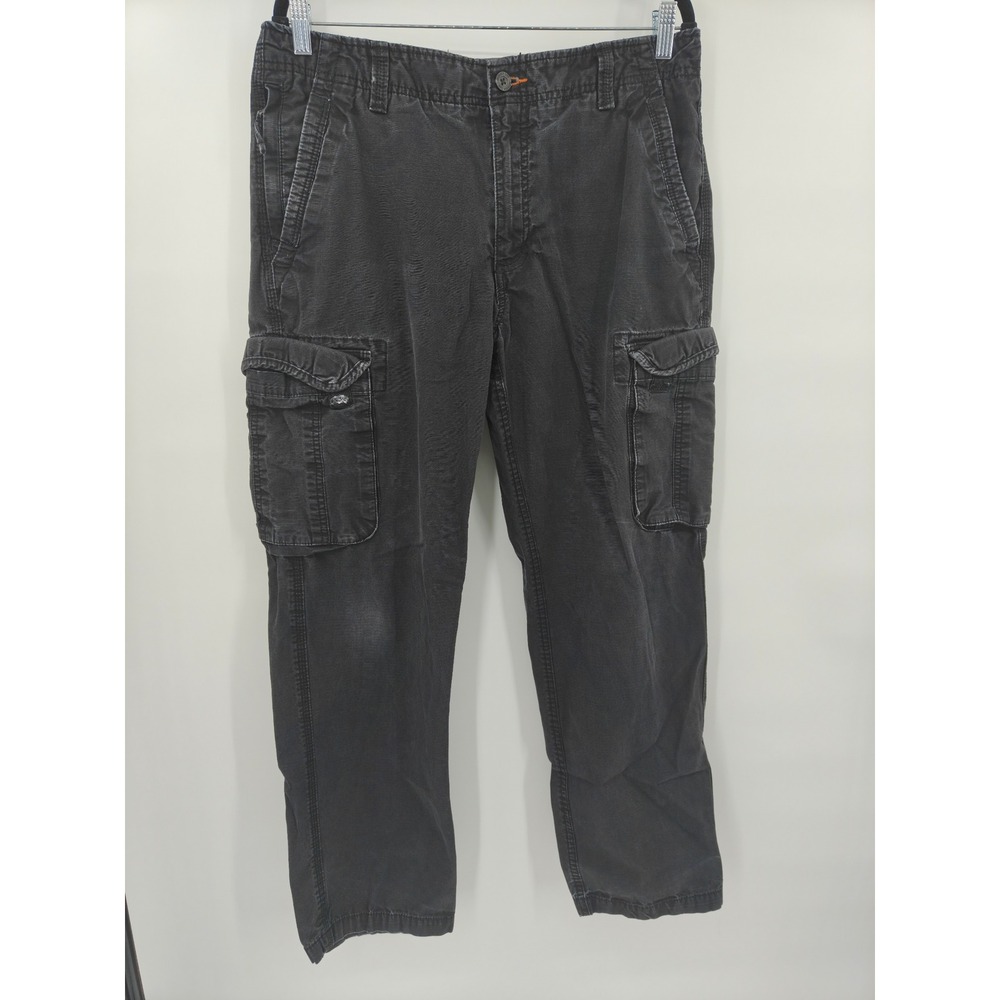 Outdoor Life Mens Faded Black Cotton Cargo Pants Straight Leg 34x32 Utility